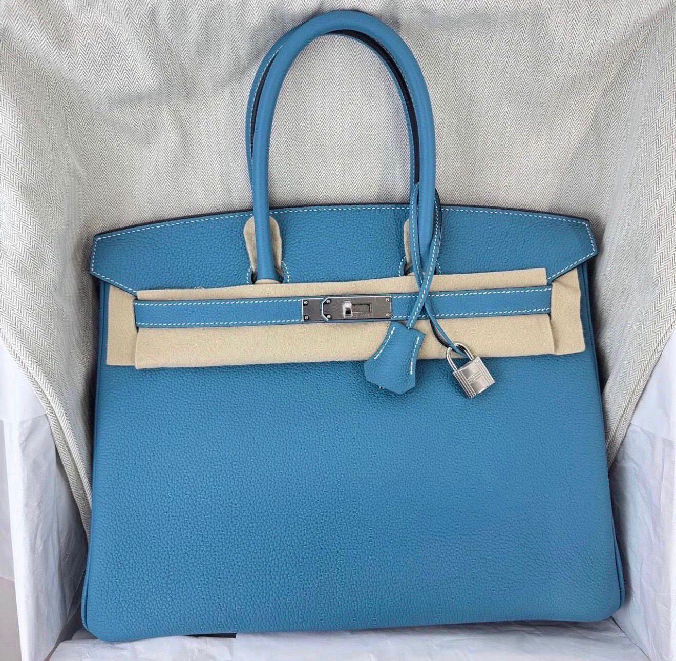 Hermes Birkin 35 Bleu Jeans Togo Palladium hardware