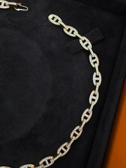 Hermes Chaine d'ancre Enchaine 18k Rose Gold Diamond Link Necklace