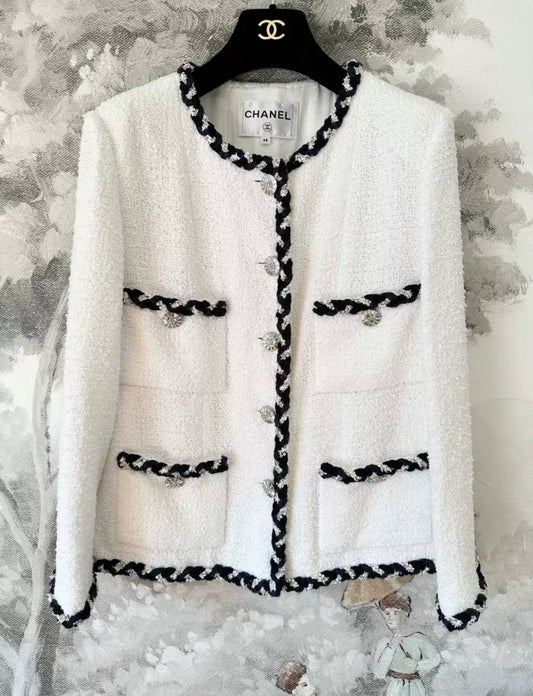Chanel 23C white tweed jacket