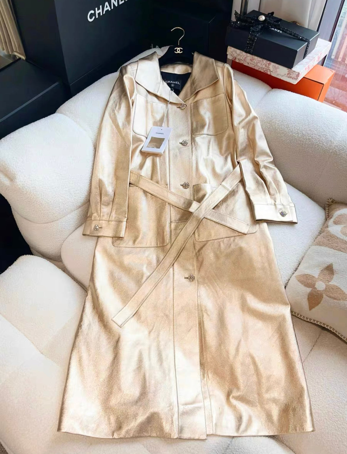 Chanel 21k Gold Trench Coat size 36