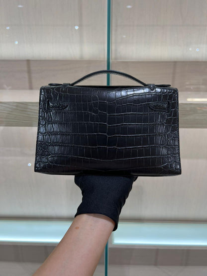 Hermès Mini Kelly Pochette So Black Matte Crocodile