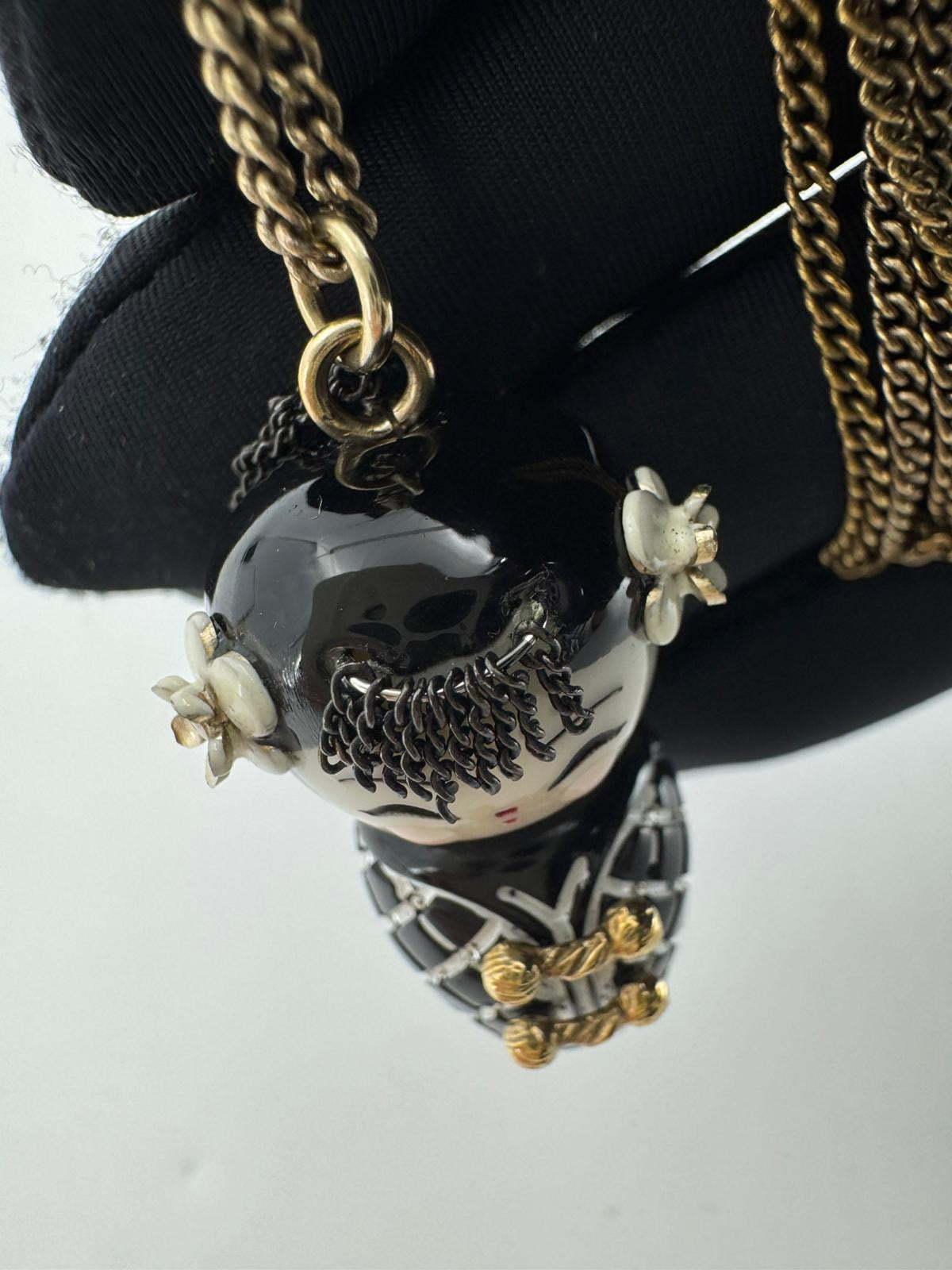 Chanel 10A Double C Acrylic Porcelain shanghai Doll Necklace