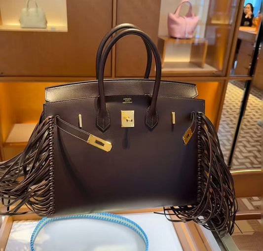 Limited Edition Hermes Birkin 35 Sellier Anate Chocolat Evergrain Gold Hardware