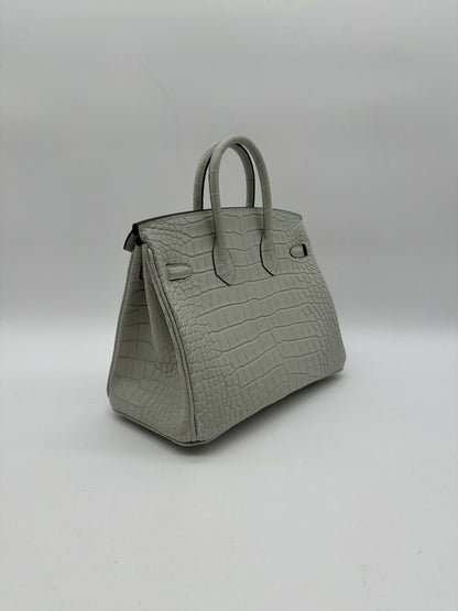 Hermès Birkin 25 Matte Alligator Gris Neve PHW W 2025