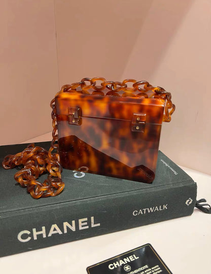 CHANEL Tortoiseshell Bakelite Mini Box Bag 1994-1996