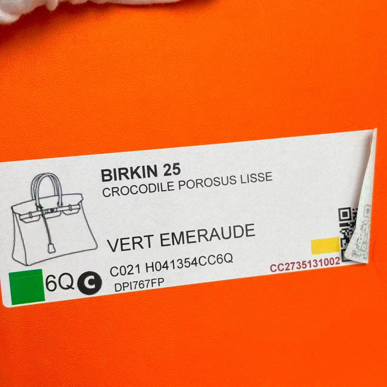 Hermes Birkin 25 Emerald Green Shiny porosus crocodile leather gold hardware