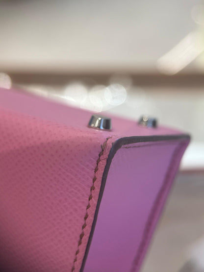 Hermes Mini Kelly 20 5P Pink Bubblegum Chèvre Leather with Palladium Hardware