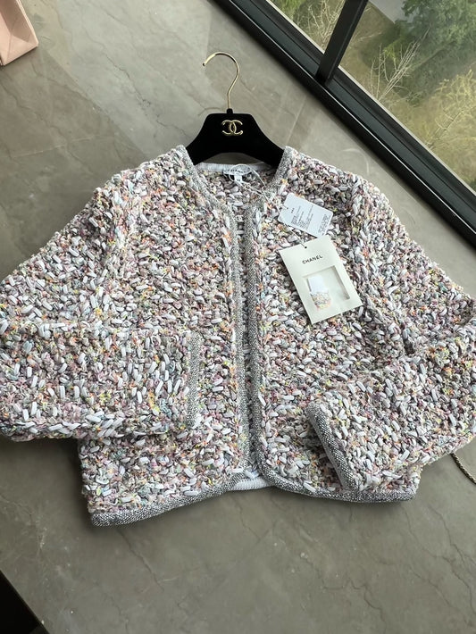 Chanel 25p super sparkly rhinestone-trimmed cardigan