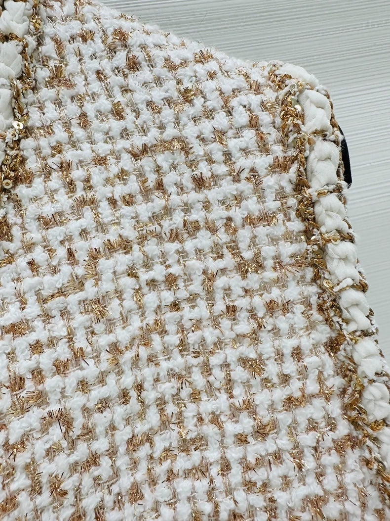 Chanel 26C off-white tweed vest, F40,