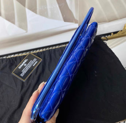 Chanel Classic Flap Patent Blue Frame Clutch