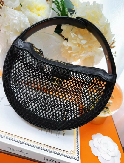 Chanel 25S Black Net Hula Hoop Bag