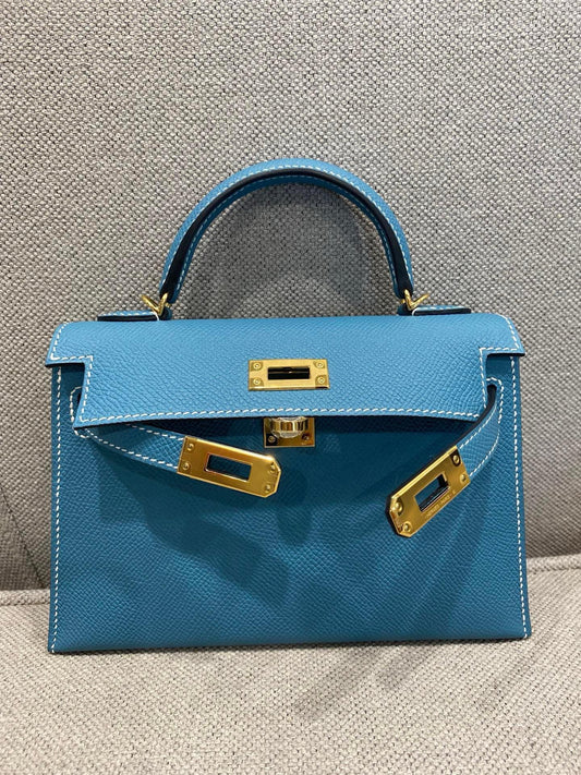 Hermes Mini Kelly Bleu Jean Epsom Gold Hardware