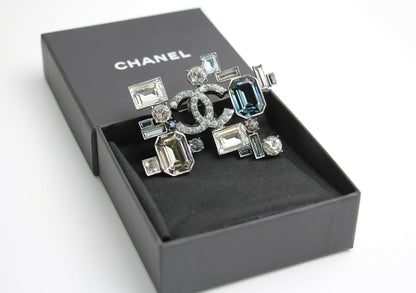 Chanel Vintage 05P Coloured Rhinestones Blue Brooch