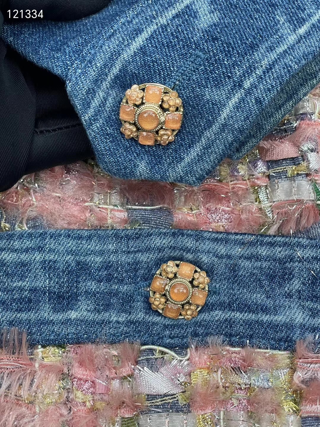 Chanel 16k Pink Tweed 
Blue Denim Jacket