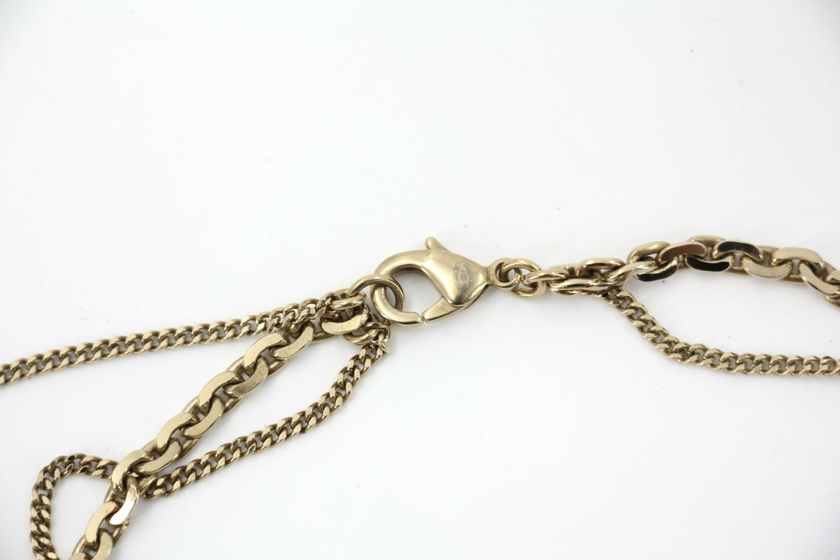 Chanel A21V Rhinestone and Metal Double-Layer Embossed Choker Necklace