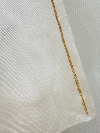 Chanel 26A gold-embroidered crew neck knit short-sleeved top, F42,