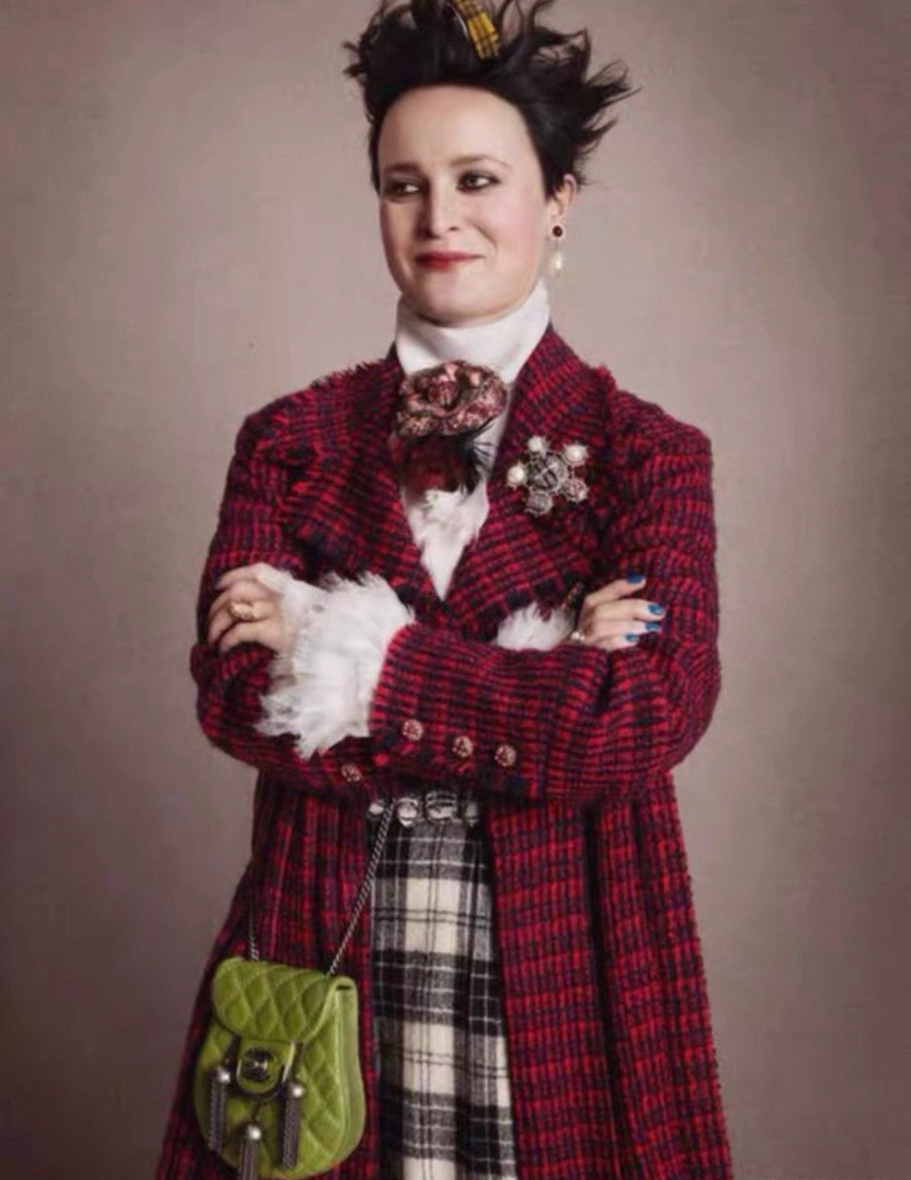 Chanel 13A Métiers d'Art Edinburgh Collection Red Wool British Plaid Coat