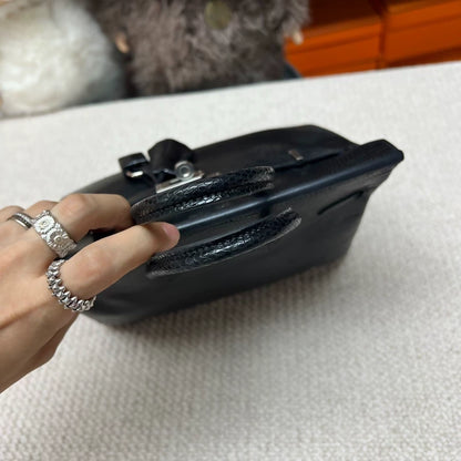 Hermes Birkin 25 Black lizard leather palladium hardware