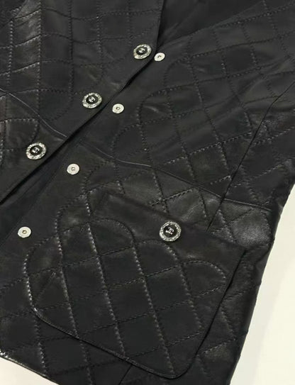 Chanel 22S Black Leather Vest F42