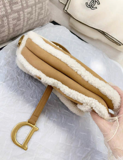 Dior Shearling Camel Limited Edition 2020 Saddle Bag