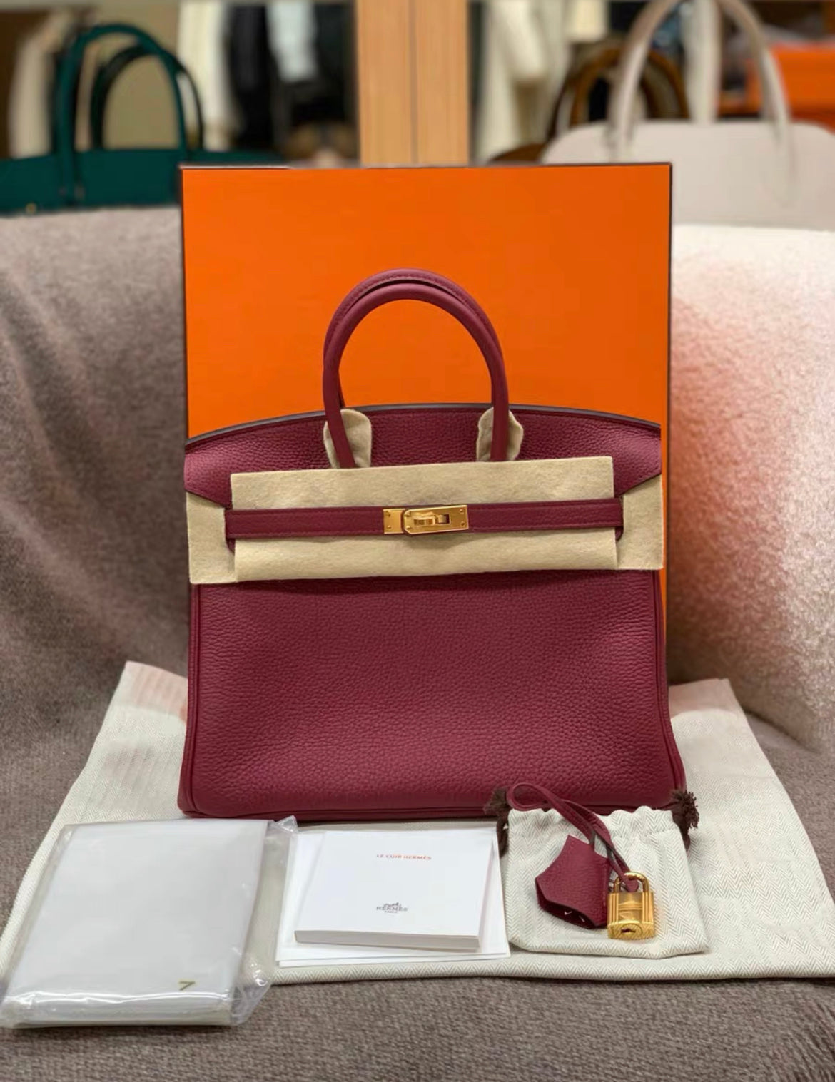 Hermès Birkin 25 Burgundy Togo Leather Gold Hardware