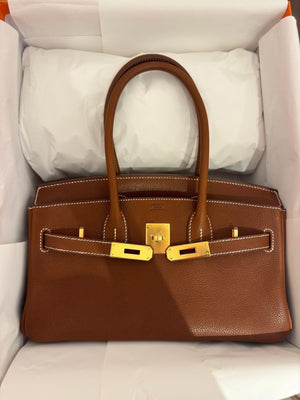 Hermes Birkin shoulder Fauve Barenia gold hardware