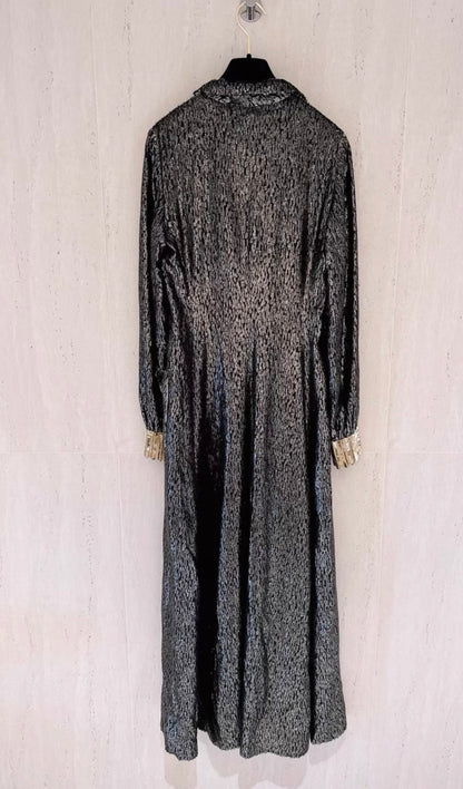 Chanel 22K Black and Gold Silk Maxi Dress