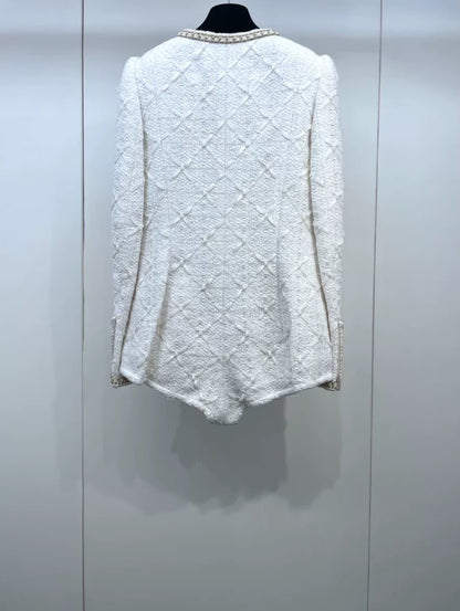 Rare Chanel 21A Ecru Gold chain bodysuit jacket