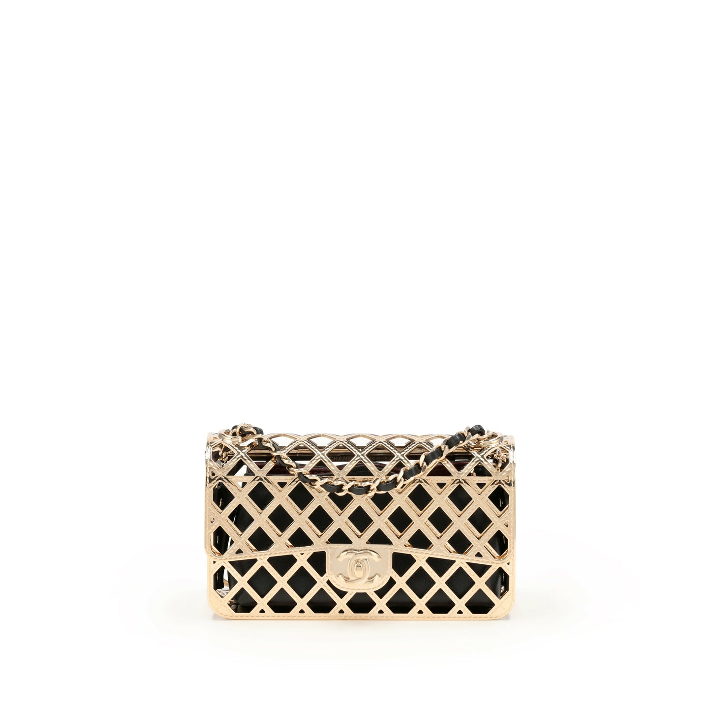 Chanel Gold Metal Mini Cage Flap with Removable Pouch – 2021 Collection