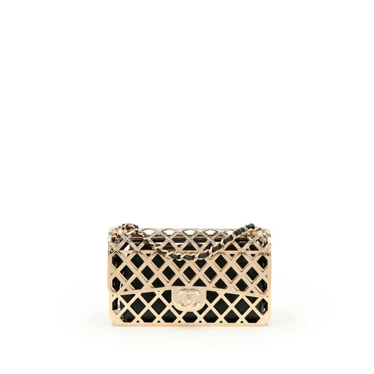Chanel Gold Metal Mini Cage Flap with Removable Pouch – 2021 Collection