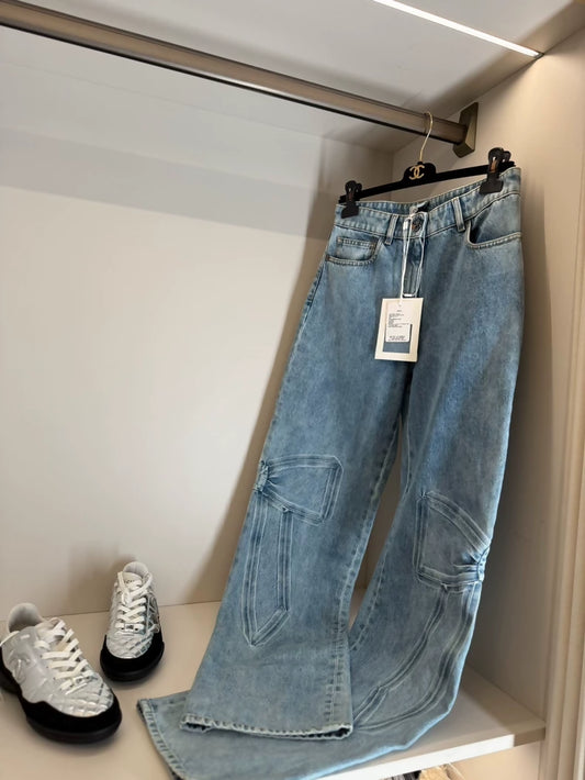 Chanel 25k bow blue denim jeans