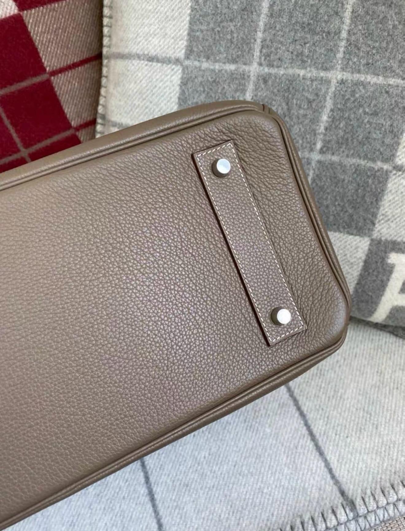 Hermes Birkin Shoulder Etoupe Togo Leather Palladium Hardware
