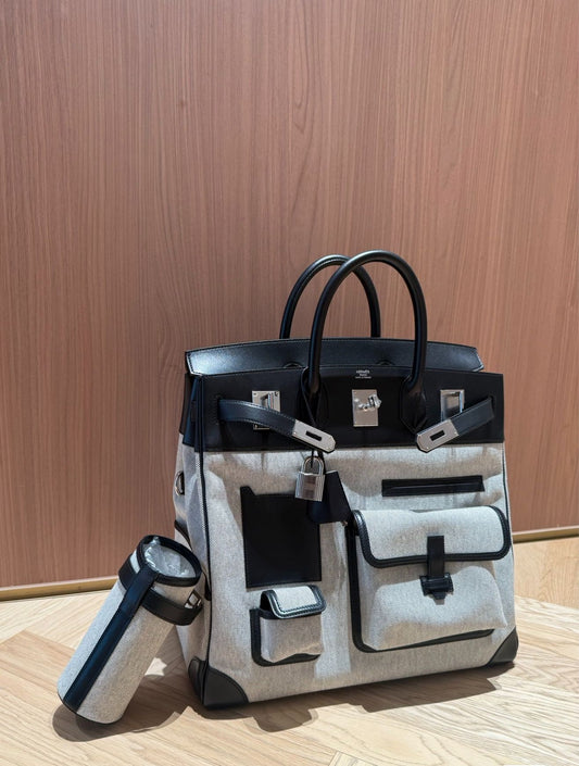 Hermès Cargo HAC Birkin 40 Black Box & Toile with Palladium Hardware Bag