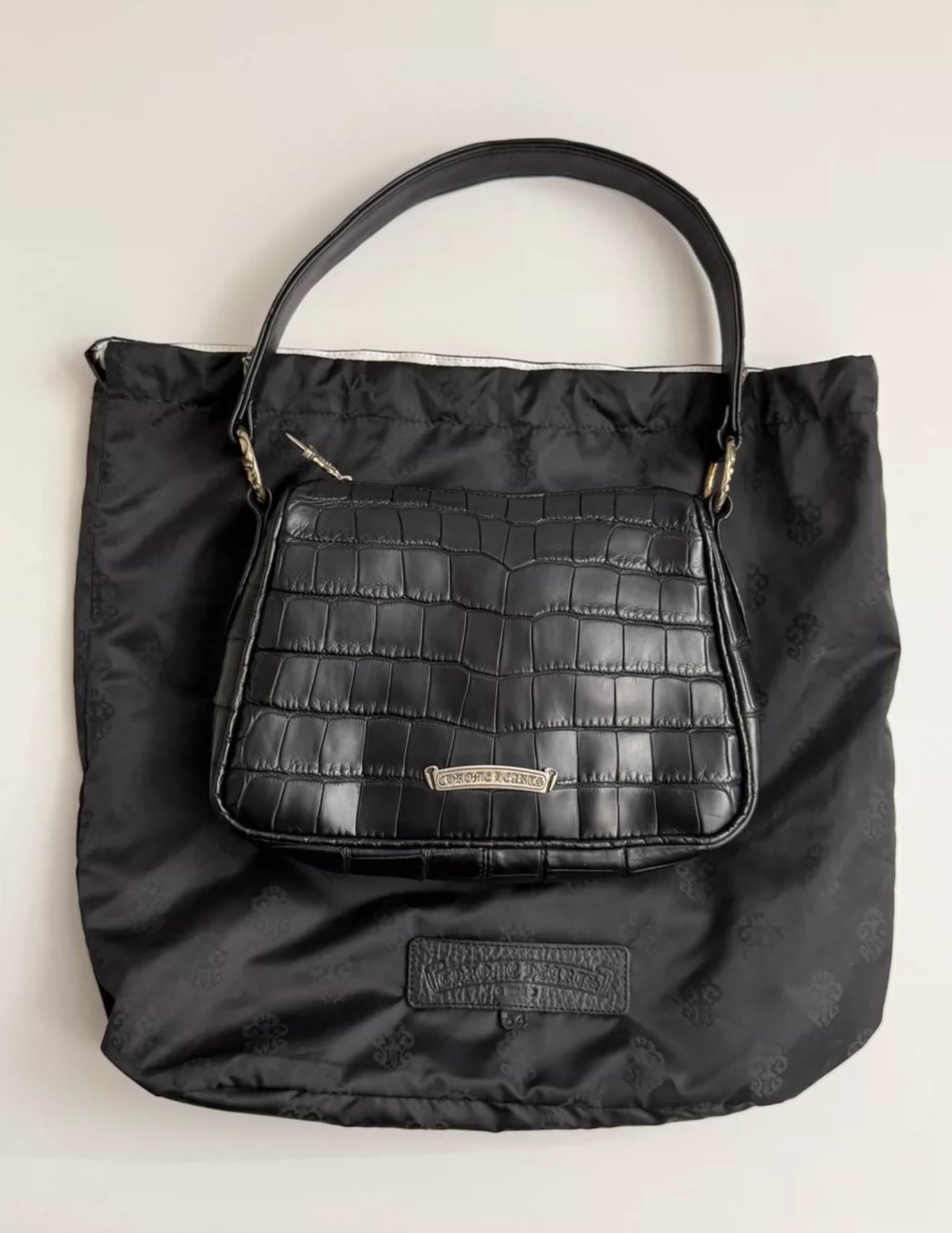 Chrome Hearts Black Alligator Leather Nugget Bag