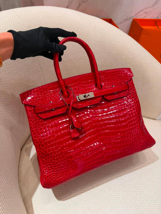Hermes Birkin 35 Braise Shiny Alligator Palladium Hardware