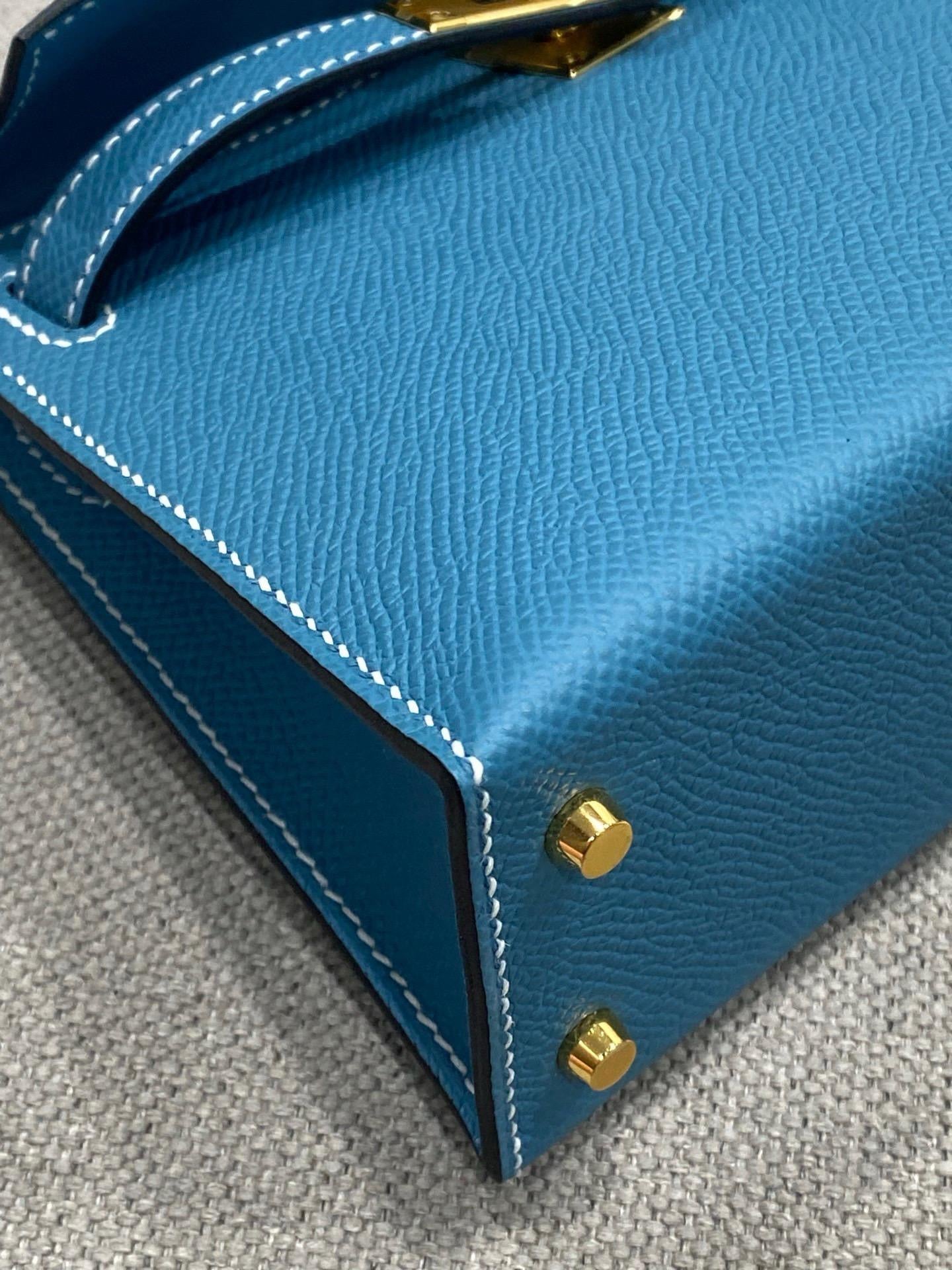 Hermes Mini Kelly Bleu Jean Epsom Gold Hardware