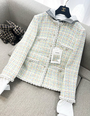 Chanel 25C Multicolor Tweed hooded Jacket