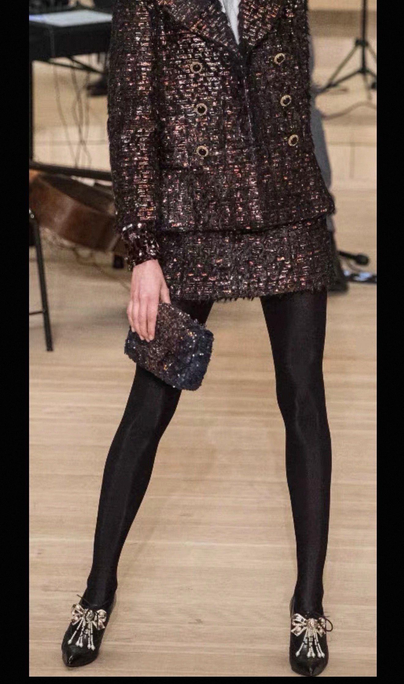 Chanel 18A Hamburg Collection High Heels, Métiers d
Art, Pearl Tassel Bow, Chanel Rhinestone Runway Style Ankle Boots