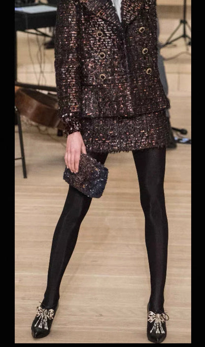 Chanel 18A Hamburg Collection High Heels, Métiers d
Art, Pearl Tassel Bow, Chanel Rhinestone Runway Style Ankle Boots