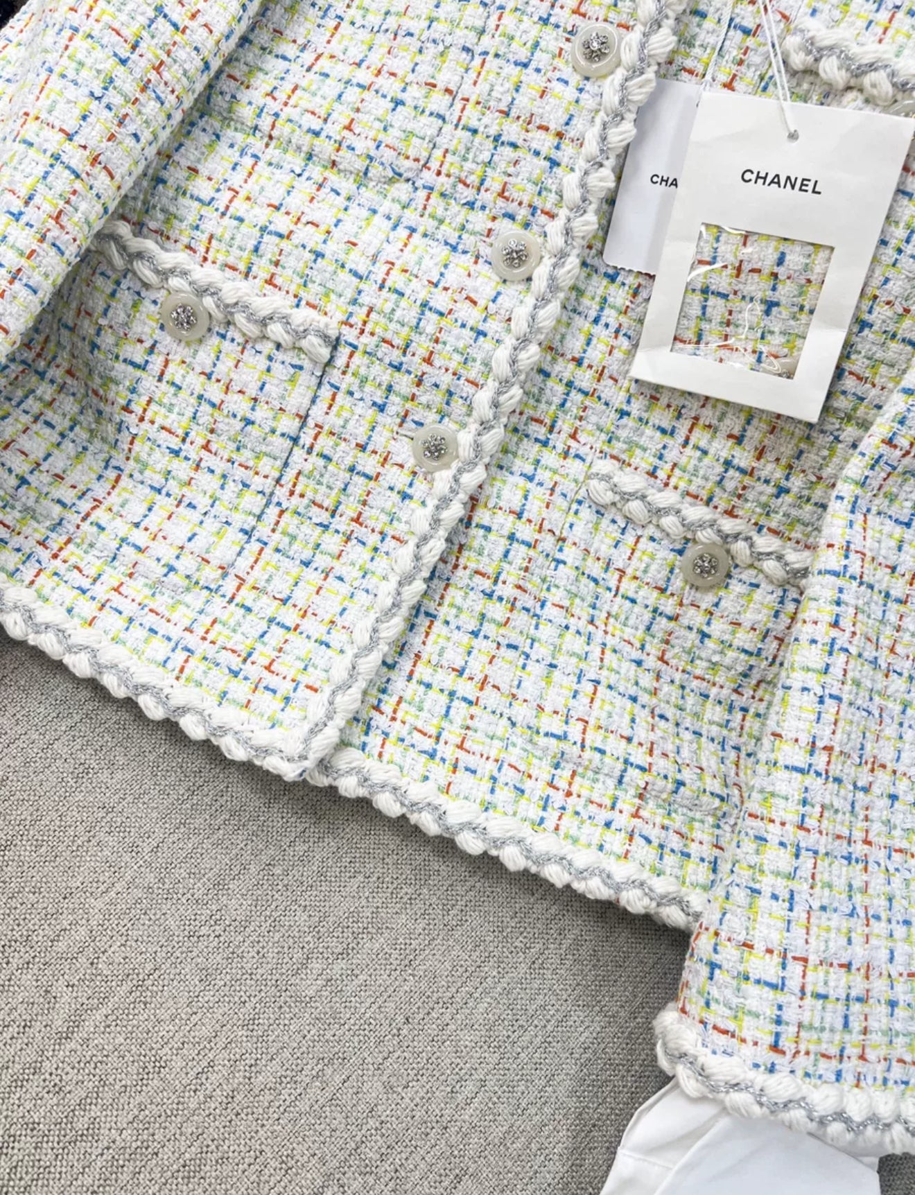 Chanel 25C Multicolor Tweed hooded Jacket