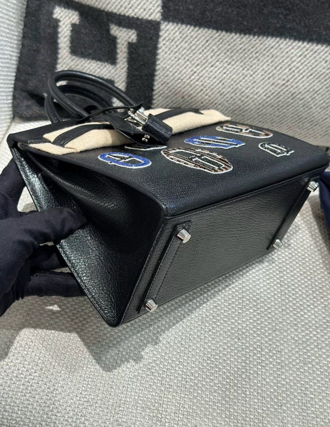 Hermes Birkin 20 Sellier Bouclerie Moderne Black Chèvre Palladium Hardware