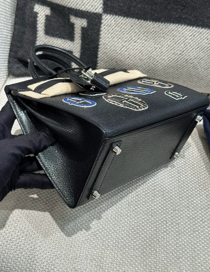 Hermes Birkin 20 Sellier Bouclerie Moderne Black Chèvre Palladium Hardware