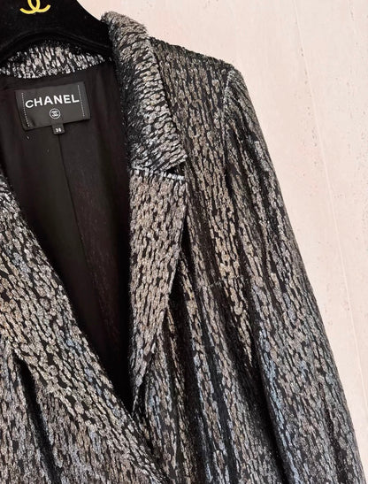 Chanel 22K Black and Gold Silk Maxi Dress