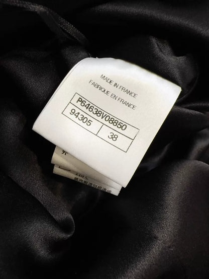Chanel 20A Black Satin Camellia Skirt