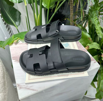 Hermès Black Chypre sandals size 38