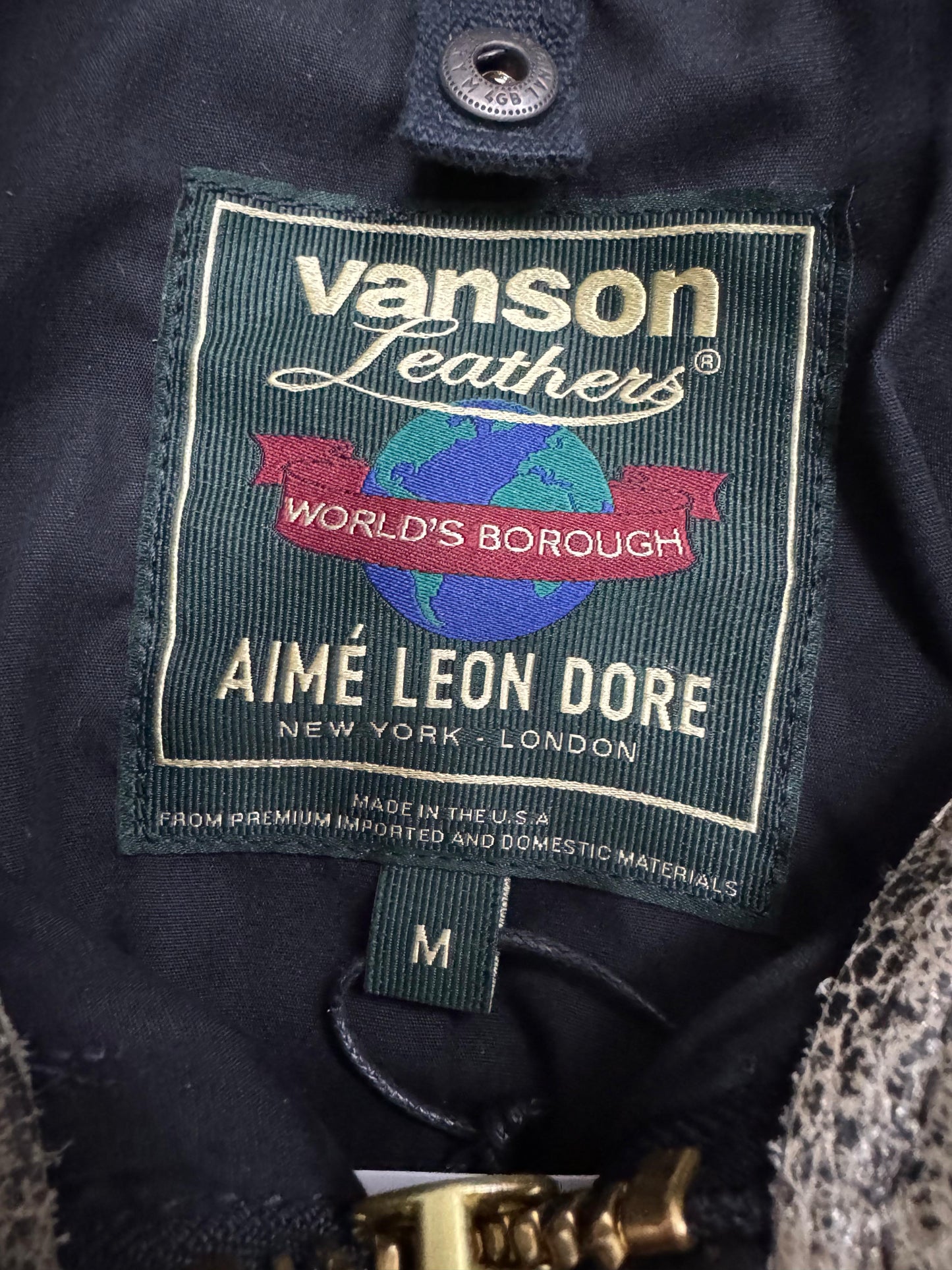 Aimé Leon Dore/ Vanson distressed Leather Moto Jacket - size M
