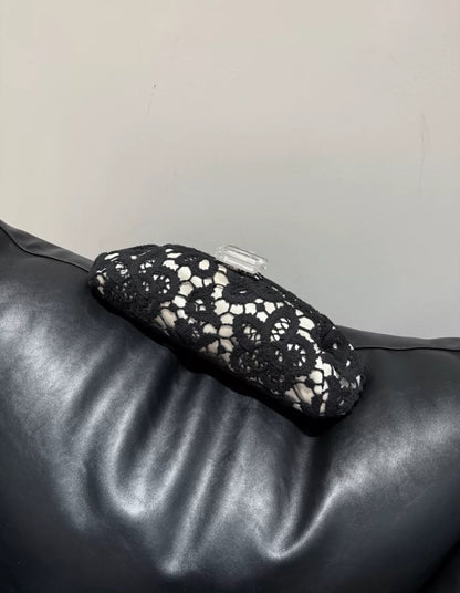 Chanel rare perfume bottle buckle lace evening bag