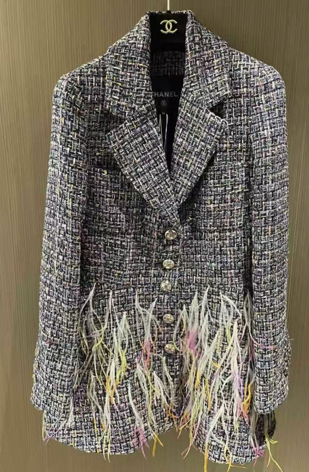 Chanel 23S Tweed/Feather Jacket dress