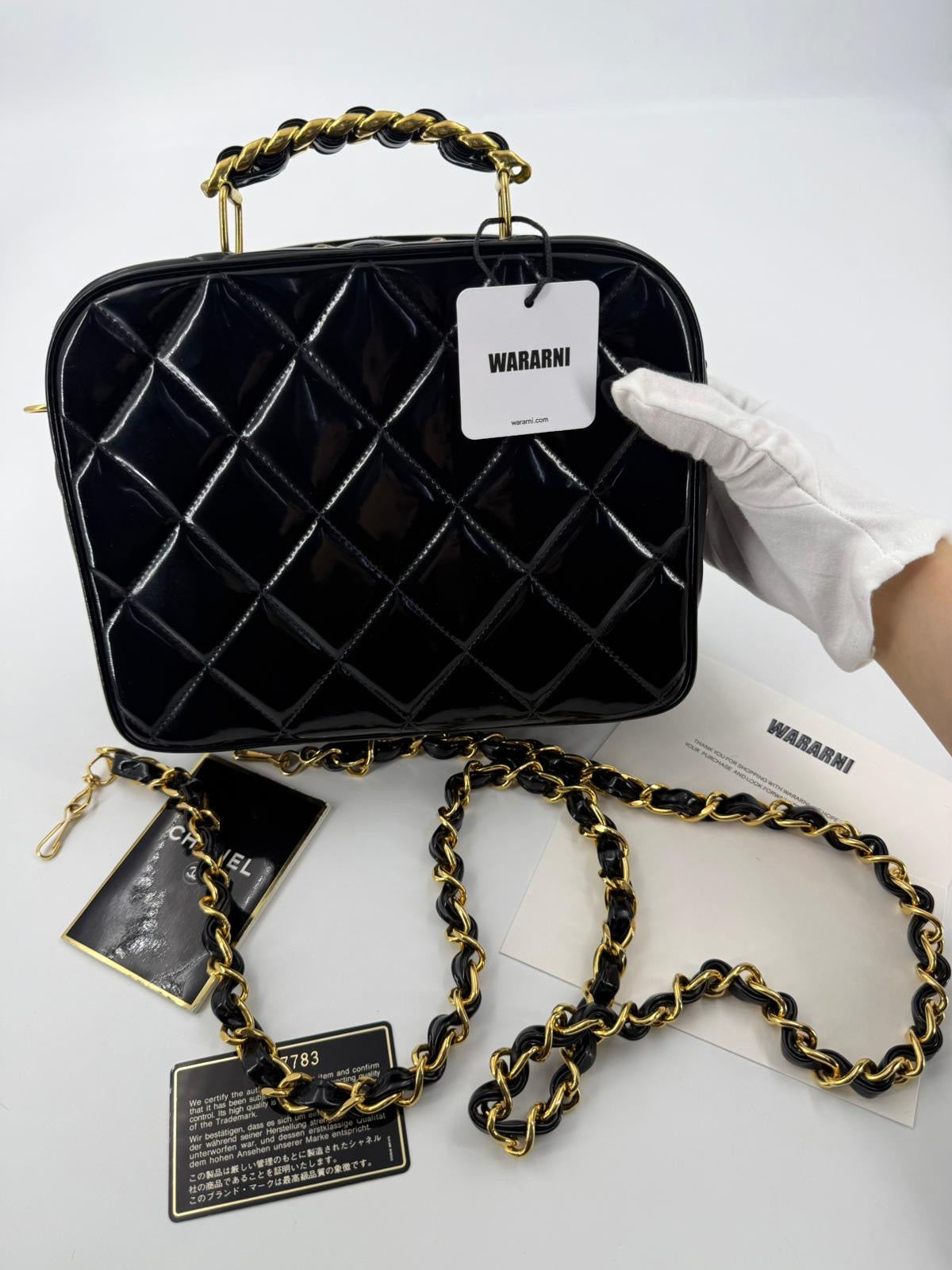 Chanel 1994-96 Black Patent Leather Large Vanity Case