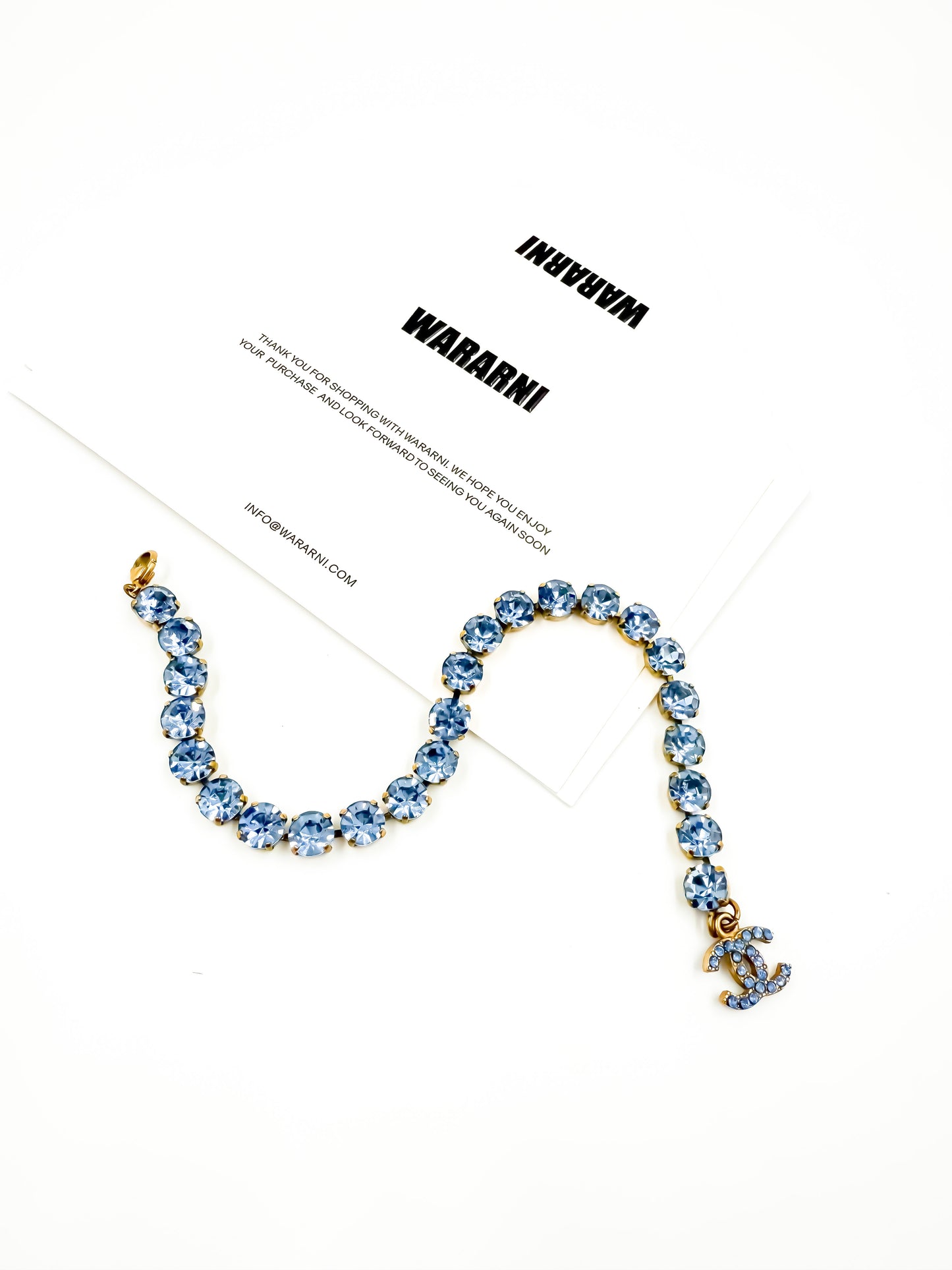 Chanel 1995P Barbie Collection Vintage Blue Crystal Rhinestone Anklet